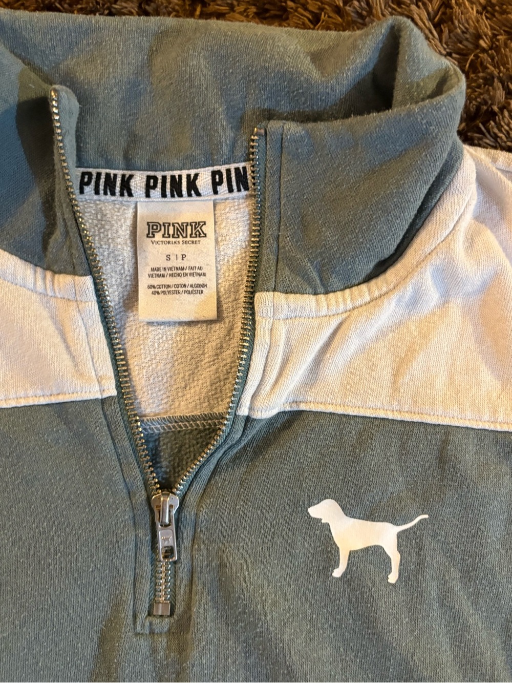 PINK Victoria's Secret Women’s Small Green 1/4 Zip Pullover Jacket